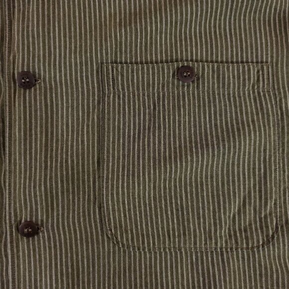 Zegna Sport Mens Medium Double Pockets Striped LS Button Up Shirt Made in Italy - Picture 5 of 14